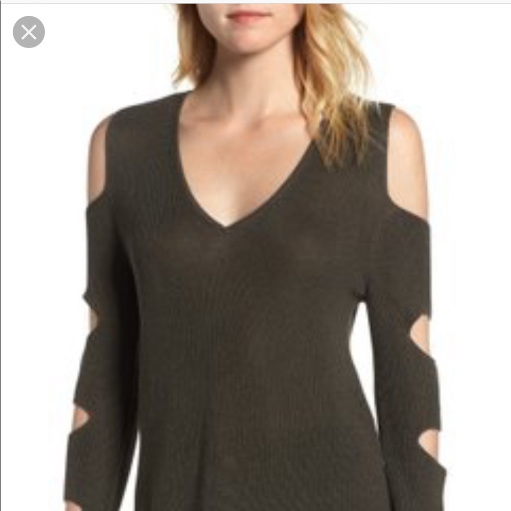 1. State Cold Shoulder Sweater in Black